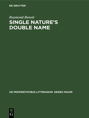 cover image of Single nature's double name